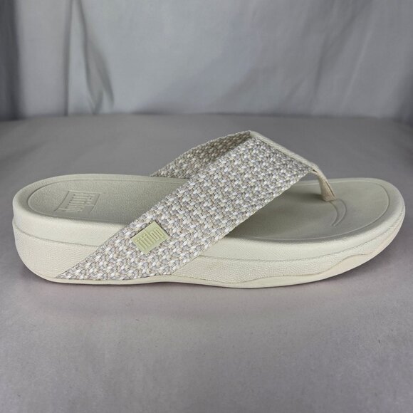 NWOT FitFlop Women's Surfa Multi-Tone Webbing Toe-Post Sandals - Paris Beige - Picture 2 of 6
